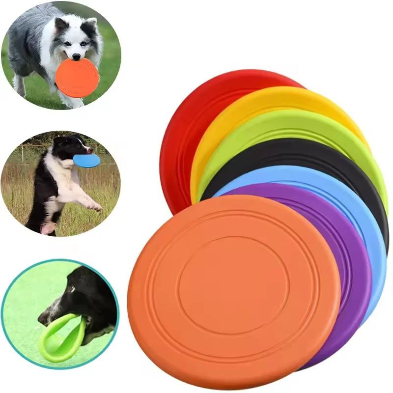 Durable Chewable Pet Training Frisbee Toy Tear Resistant Soft Rubber Flying Disc for Dogs Exercise 1005010652155342