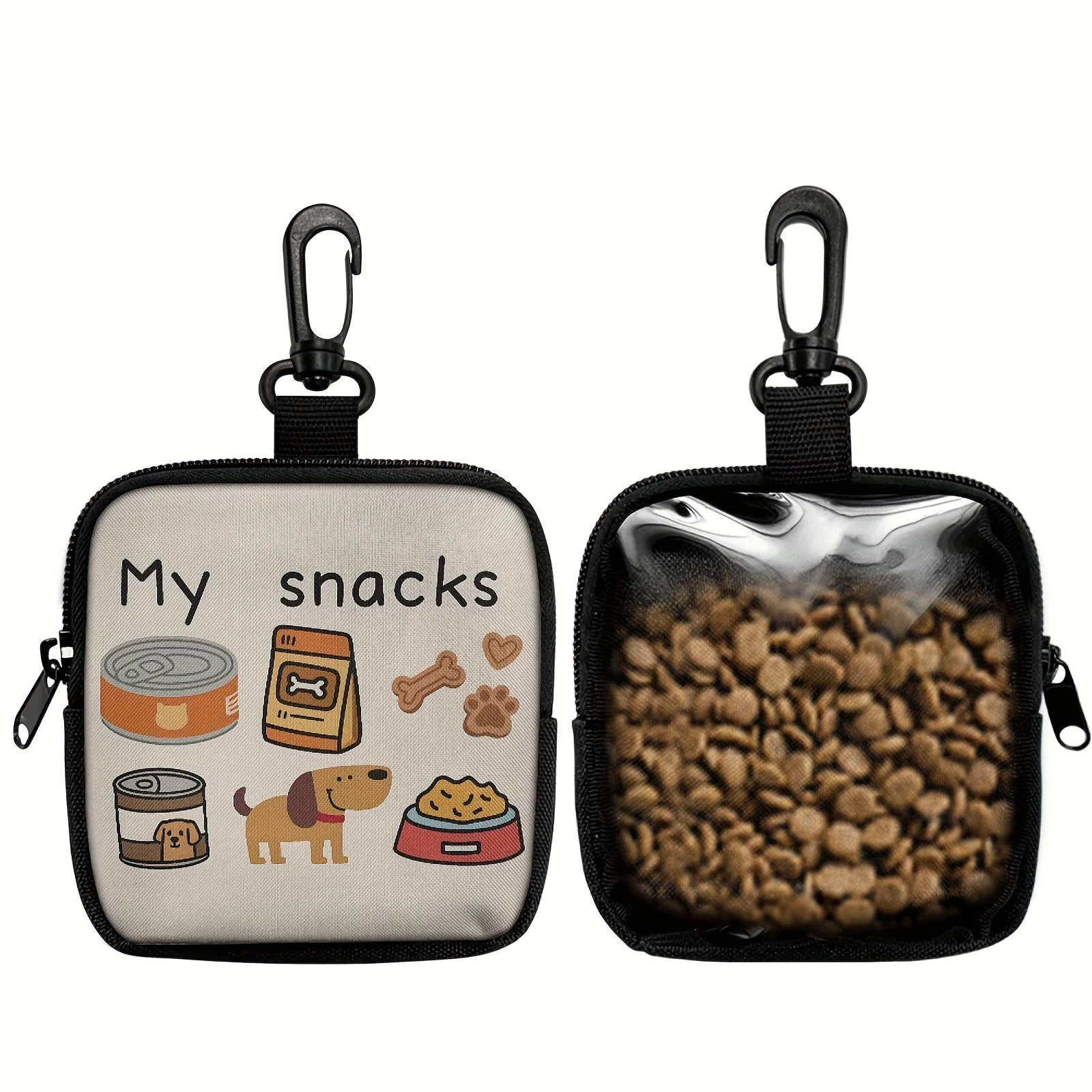 Dog Print Dog Treat Bag with Hook and Zipper, Pet Training Set, Puppy Pet Training Walking Bag (1pc) 1005010661537959