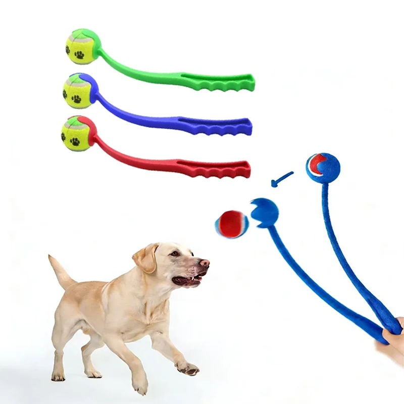 Pet Tennis Ball Launcher Set Outdoor Dog Training Toy Fetch Play Durable Ergonomic Handle 1005010662402651