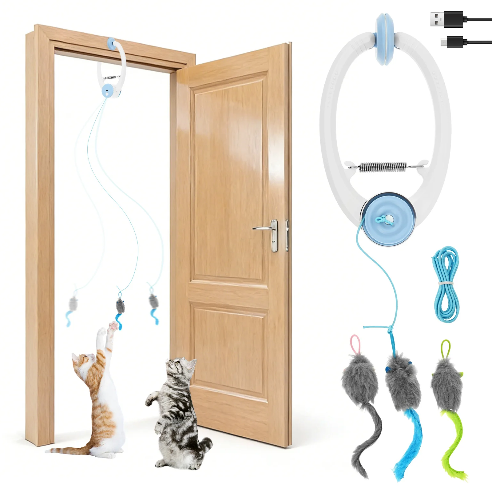 Electric Door Hanging Cat Toy Interactive Retractable Plaything Funny Self-Hey Kitten Scratch Rope 1005010674060812