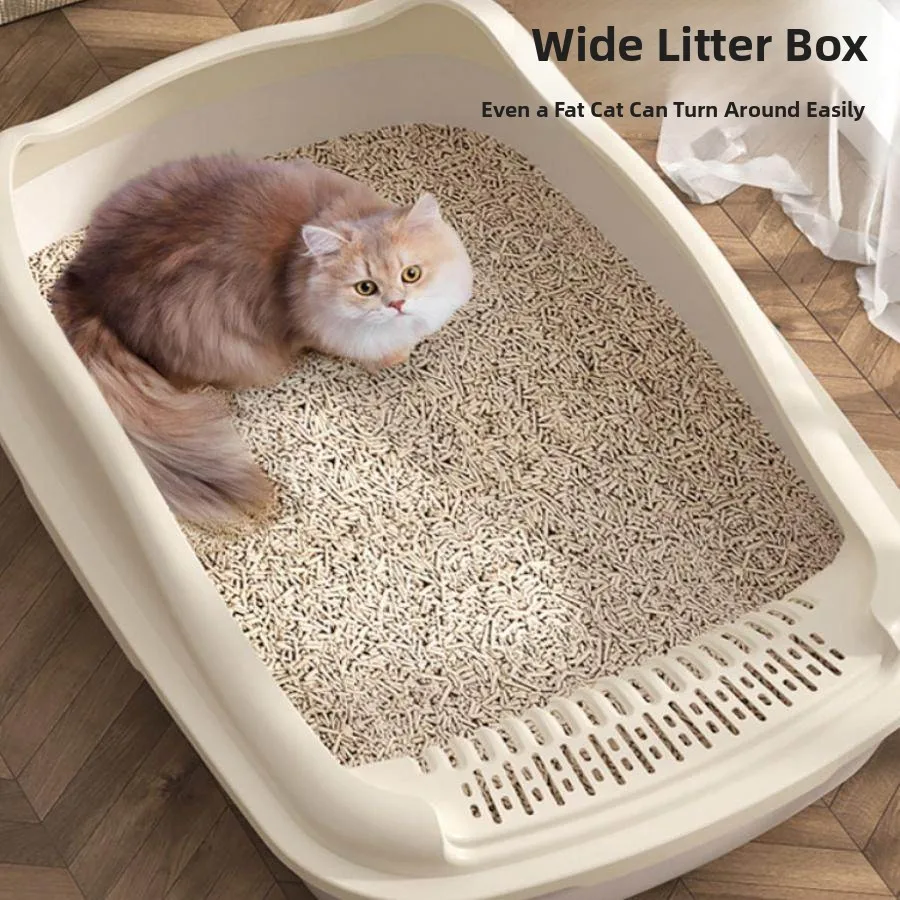 Large Semi-Closed Litter Box Anti-Splash Supplies for Fat Cats and Kittens Pet Toilet Side Bathroom 1005010680836303