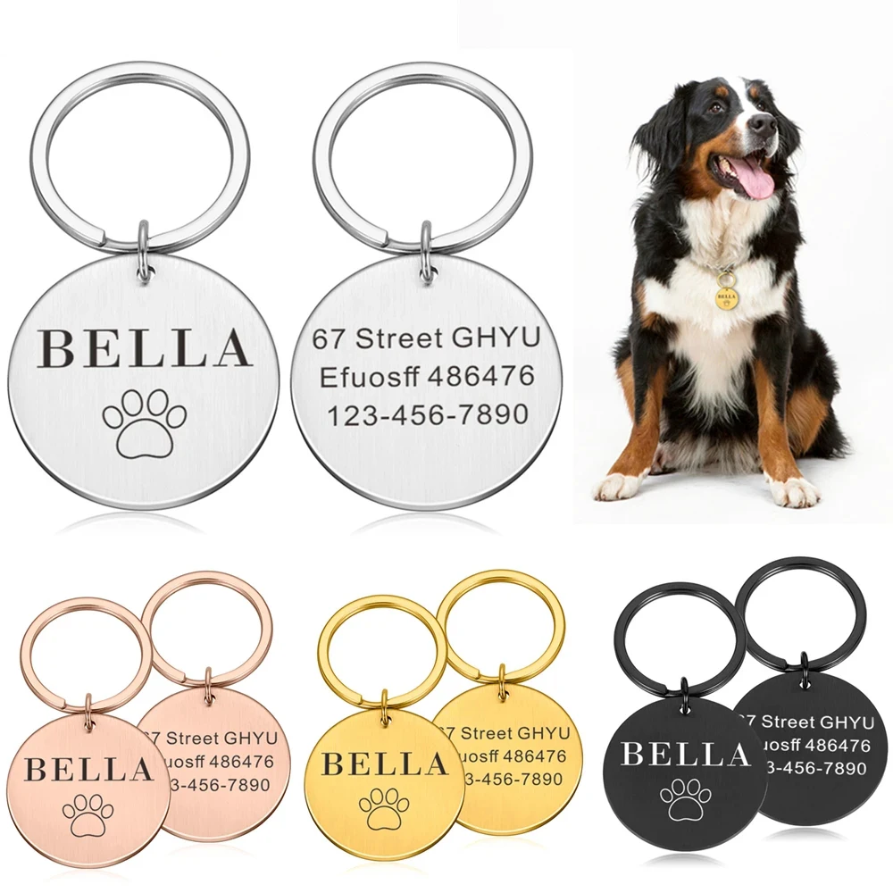 Fashion Customized Name Anti-Lost Nameplate Anti-Lost ID Tag Engraved Record Tel Address for Dog (1PC) 1005010682246992