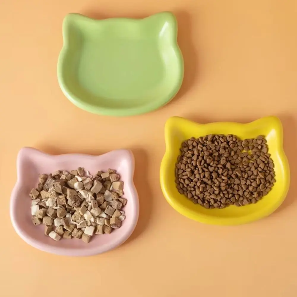Cute Cat Shape Cat Bowl Non-Slip Plastic Cat Plates Anti-Fall Flip Cat Snack Bowl Pet Feeding 1005010729782009
