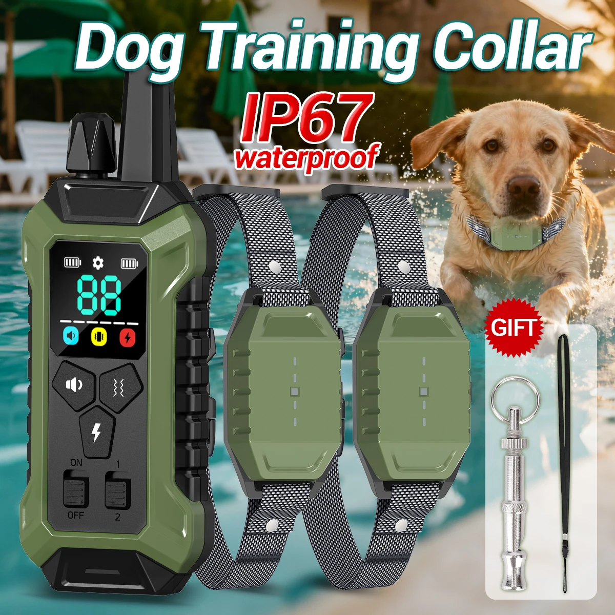 ORCLEAB Dog Shock Collar Remote Control IP67 Waterproof Beep Vibration Rechargeable for Small 1005010740840639