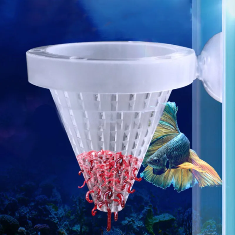New Automatic Feeder with Suction Cup Plastic for Aquarium Red Worm Feeding Fish Tank Cone (2PCS) 1005010776304984
