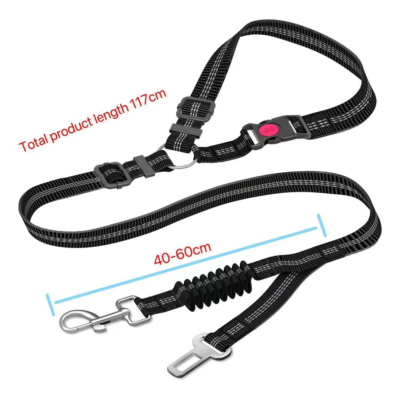 Adjustable and Heavy Duty Dog Car Seat Belt - Striped Nylon Large Dog Traction Rope for Car Rides 1005010779899037