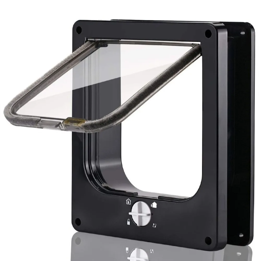 Ways Locking Cat Flap Door with Security Lock ABS Weatherproof Self-Closing Pet Turn Knob Easy 1005010786761683