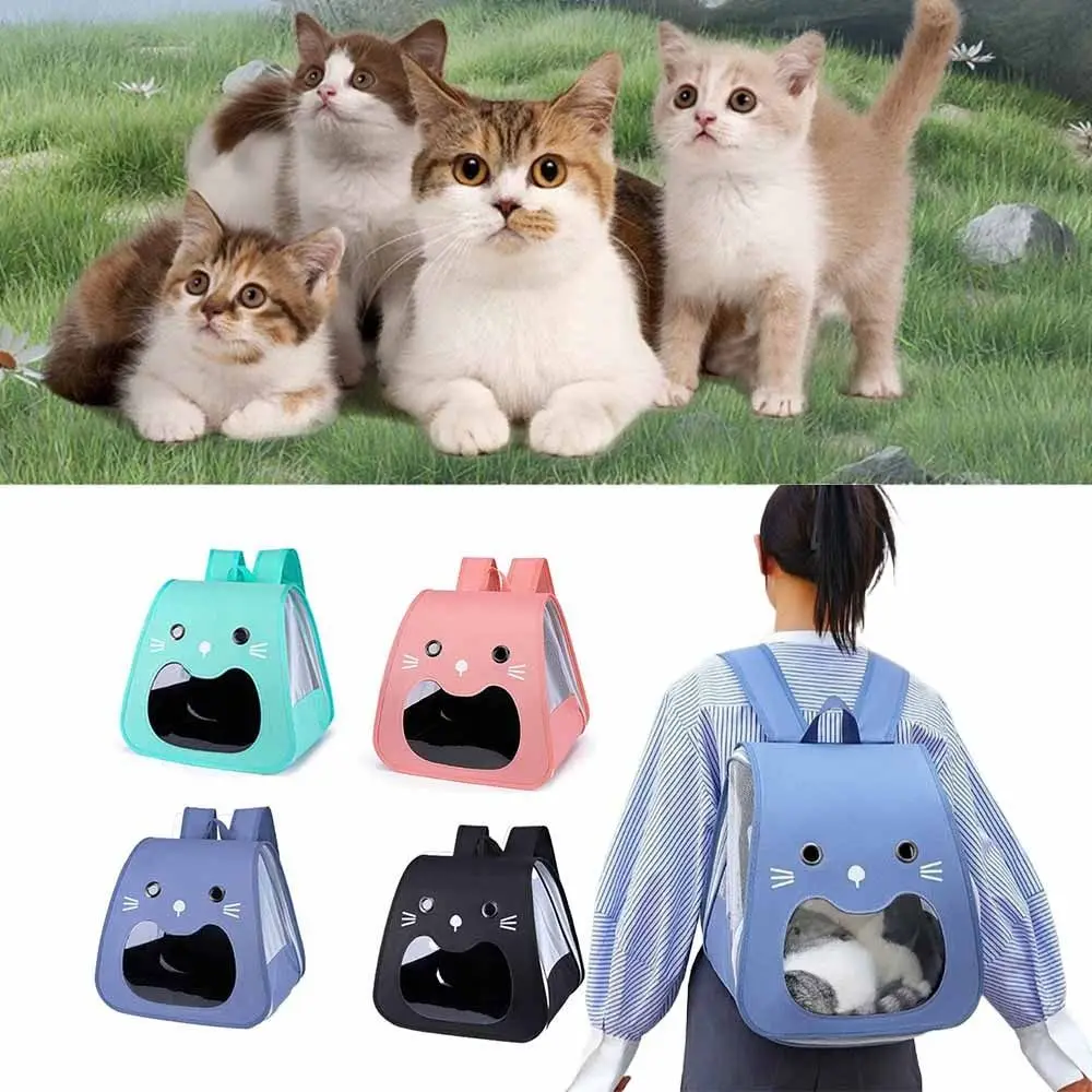 Foldable Cat Carrier Bag Large Capacity Breathable Kitten Carrying Bag Adjustable Strap Transparent 1005010790448233