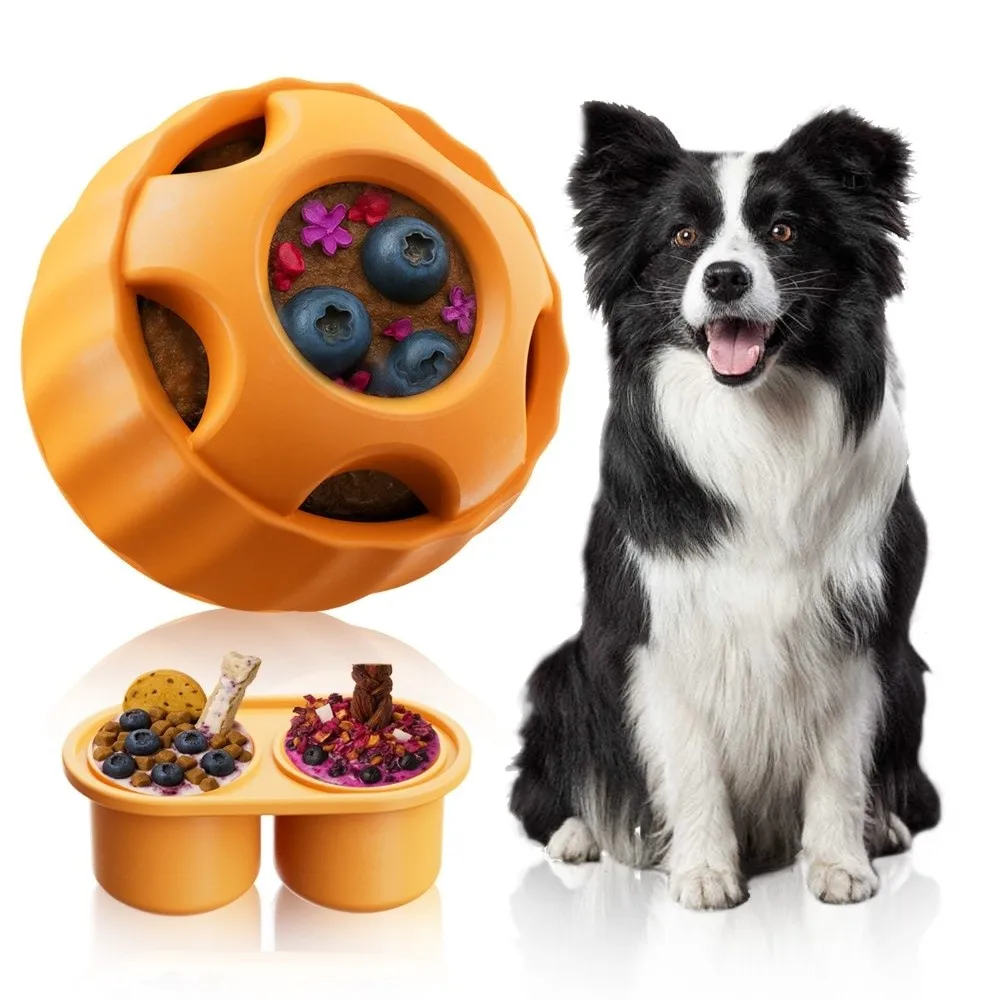 Food-Grade Silicone DIY 2-Grid Food Mold for Dog Durable Non-Toxic Puppy Swing Leak Feeder Dental 1005010808137421