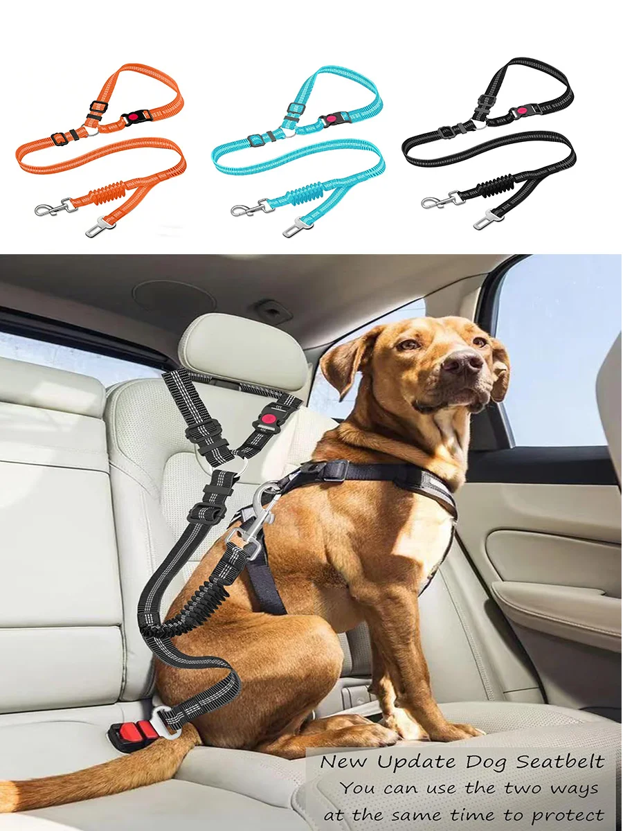Dog Seat Belt Adjustable Dog Car Harness Seatbelt Nylon Leash with Elastic Bungee (117cm) 1005010810871849