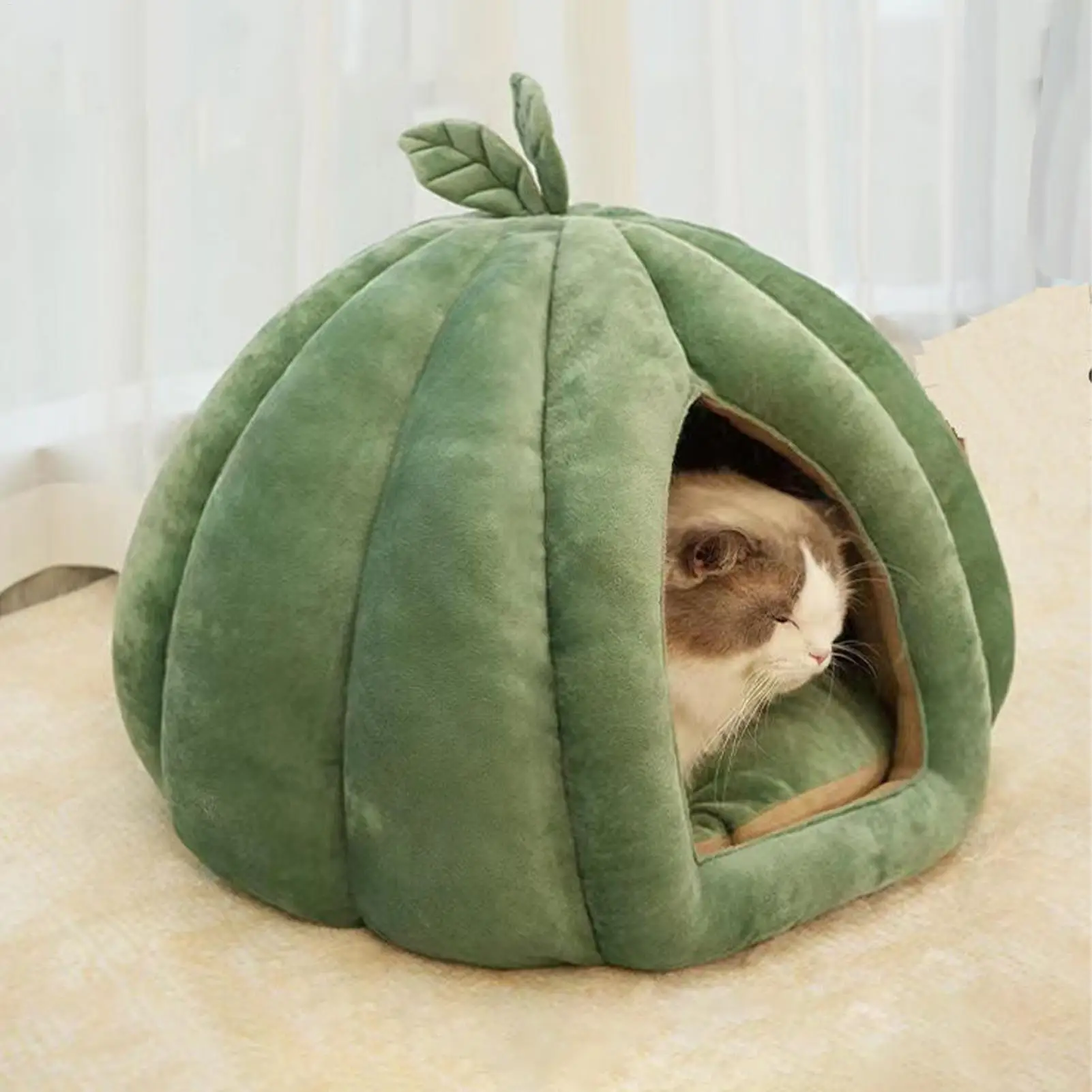 Cat Beds for Indoor Cats Pumpkin Cat House Enclosed Cat Bed Cat Cave Thickened Halloween Pet Bed 1005010811620113