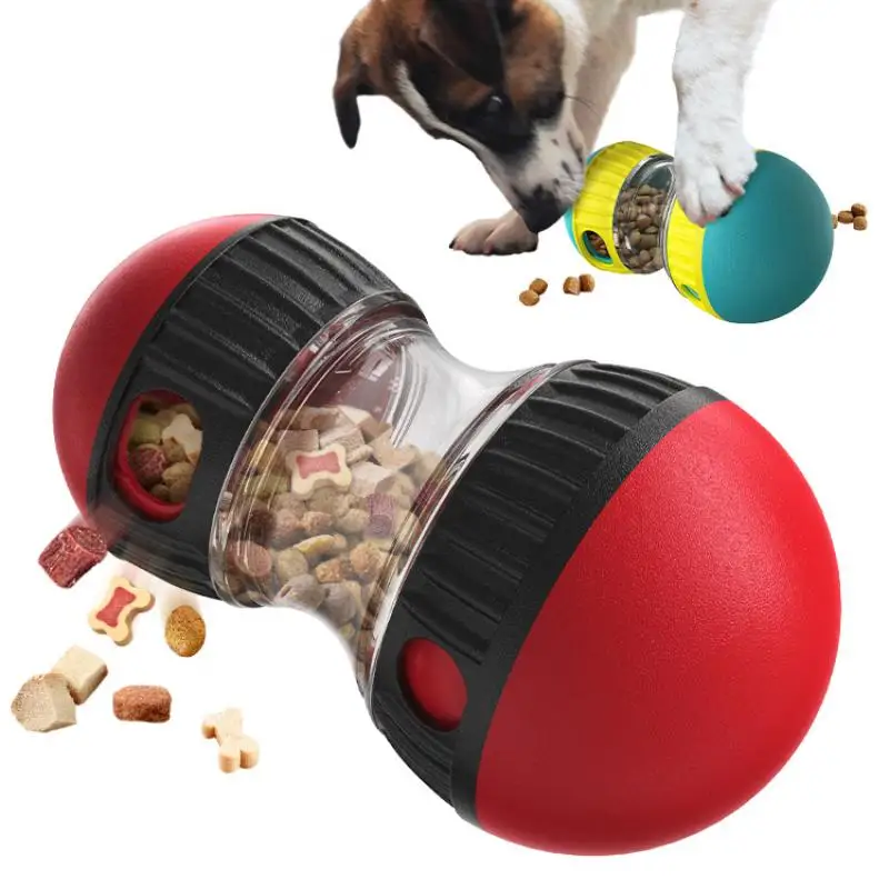 Durable Dog Puzzle Toy Interactive Leaky Treat Dispenser with Elliptical Track Rolling Food Ball 1005010813377415