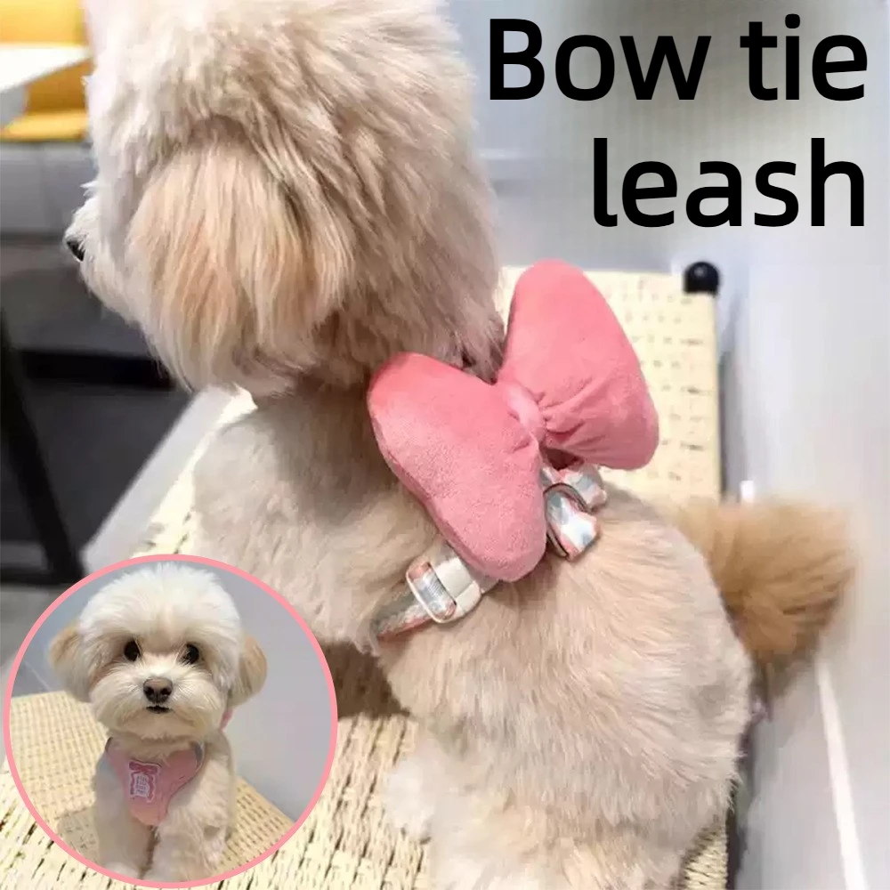 Dog Harness Vest with Bow Pet Leash Adjustable for Small Dogs Like Shiba Inu Bichon Teddy 1005011526483391