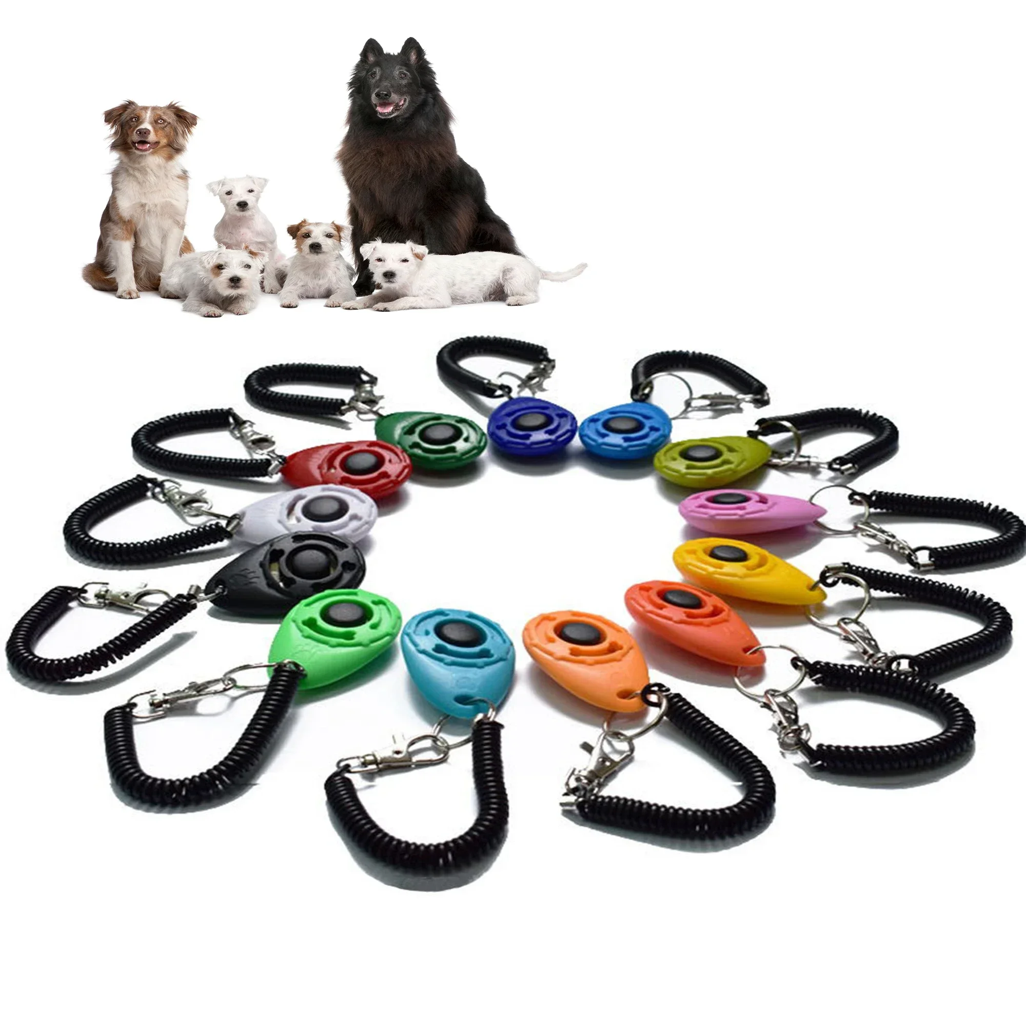 Dog Training Clicker Pet Plastic New Dogs Click Trainer Aid Tools Adjustable Wrist Strap (2 in 1) 1005011528751869