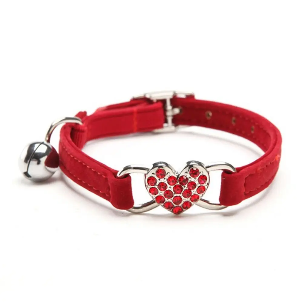 Safety Heart Bell Cat Collar Elastic Adjustable Adjustable Colored Diamonds Soft 1005011532801059