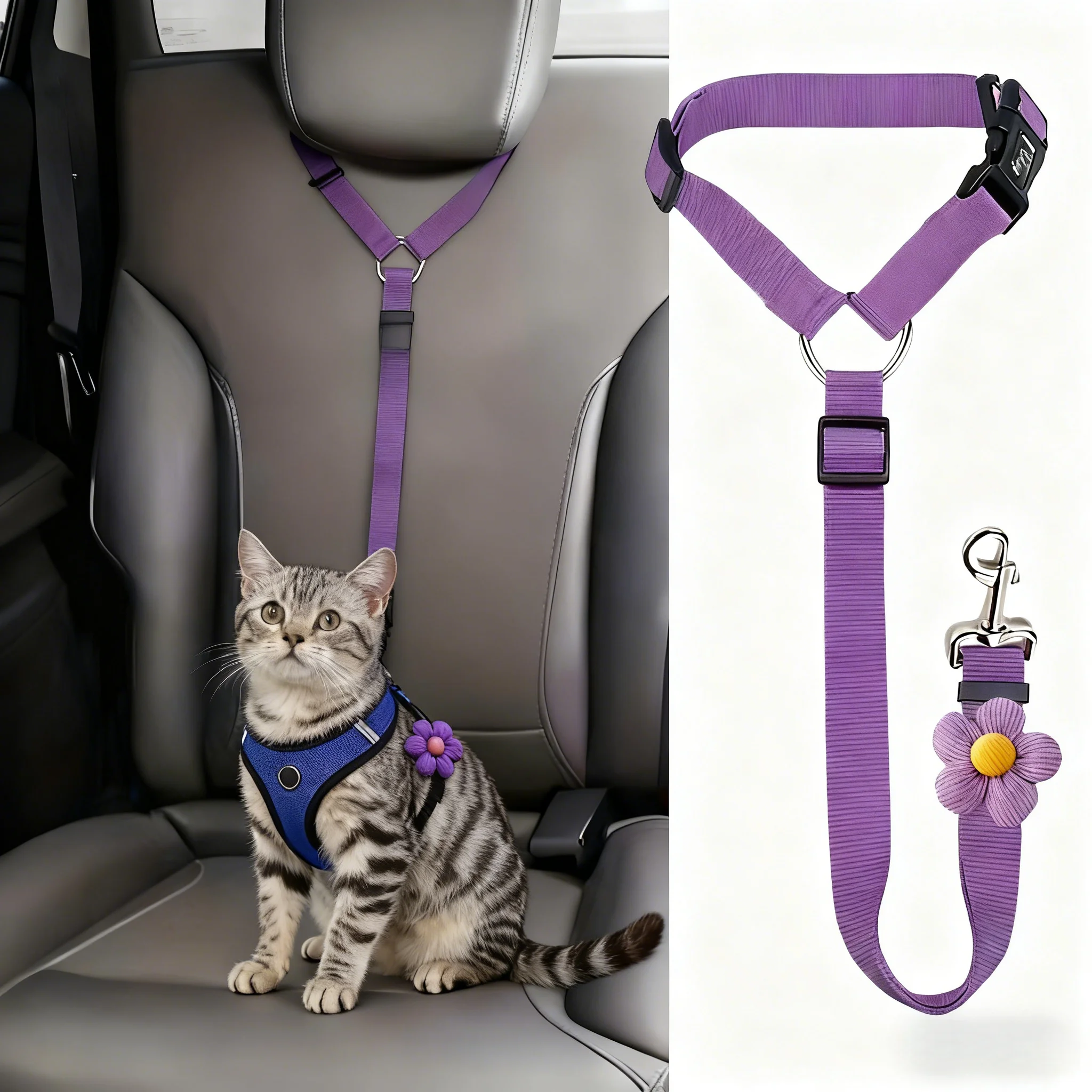 Pet Dog and Cat Seat Belt Car Headrest Restraint Adjustable Safety Rope Car Dog Pet 1005011534834278