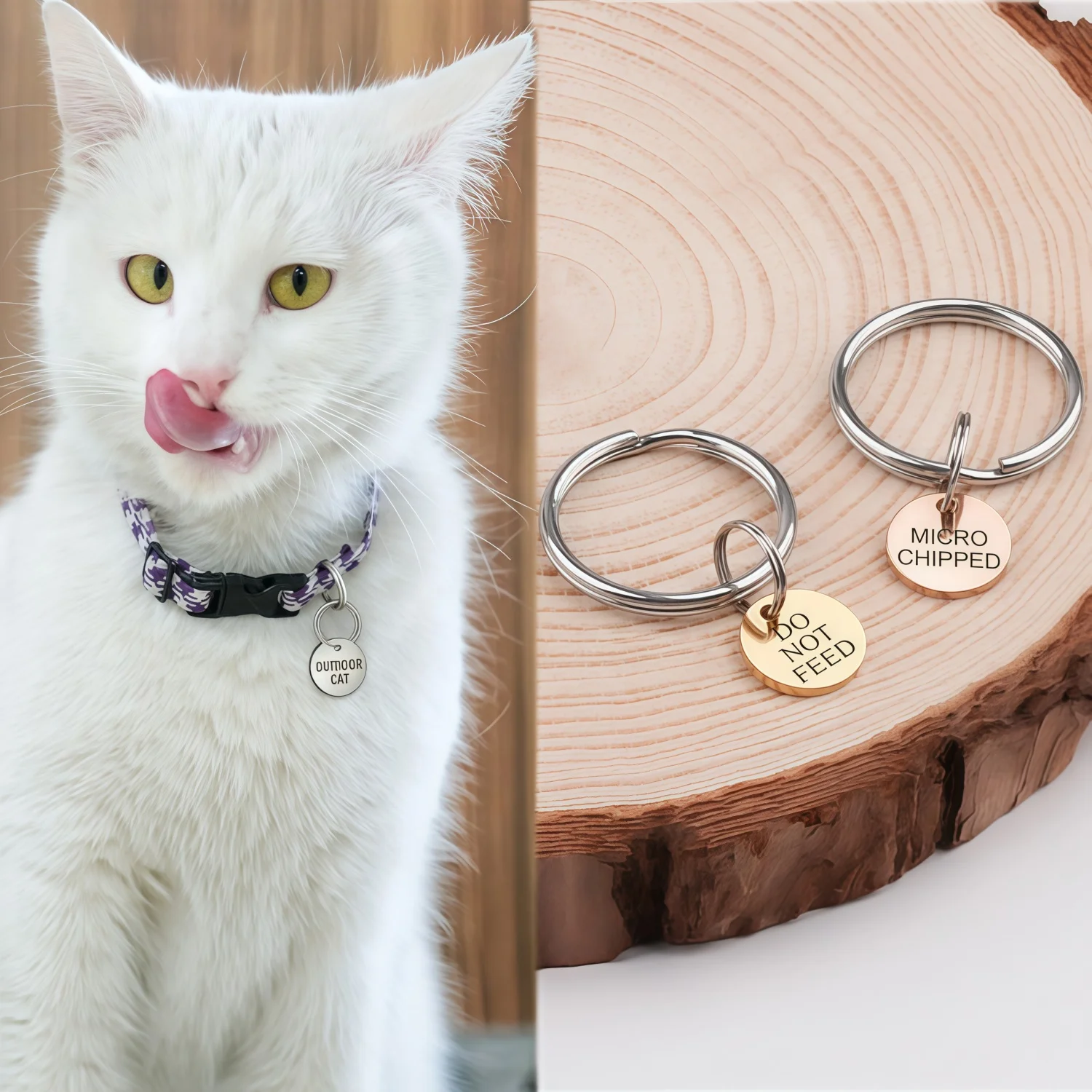 Cat ID Tag, Small Custom Kitten Tag, Pet Name Tag with Phone Number, Teeny Tiny Pet ID Tag (15mm) 1005011565962036