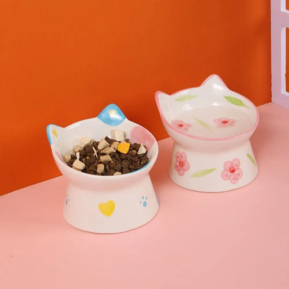 Tilted Elevated Cat Bowl Ergonomic Anti Knock Ceramic Cat Food Dish Easy Clean Stable Raised 1005011568244365