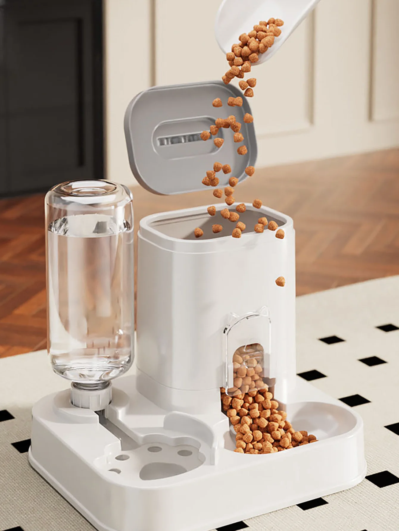 10L Capacity Automatic Cat and Dog Water Dispenser with Food Bowl, No Batteries Required 1005011568571256