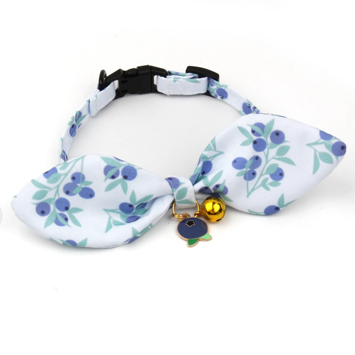 Bow Cat Collar with Blueberry and Bell Pendant Cute Gentle Pet Anti-Slip Buckle for Cat 1005011576156803