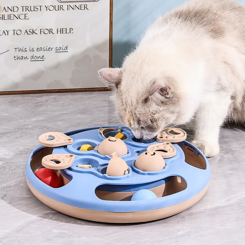 Smart Cat Puzzle Toy Slow Feeder Interactive Turntable Food Dispenser for Indoor Cats Anti-Boredom 1005011576525742