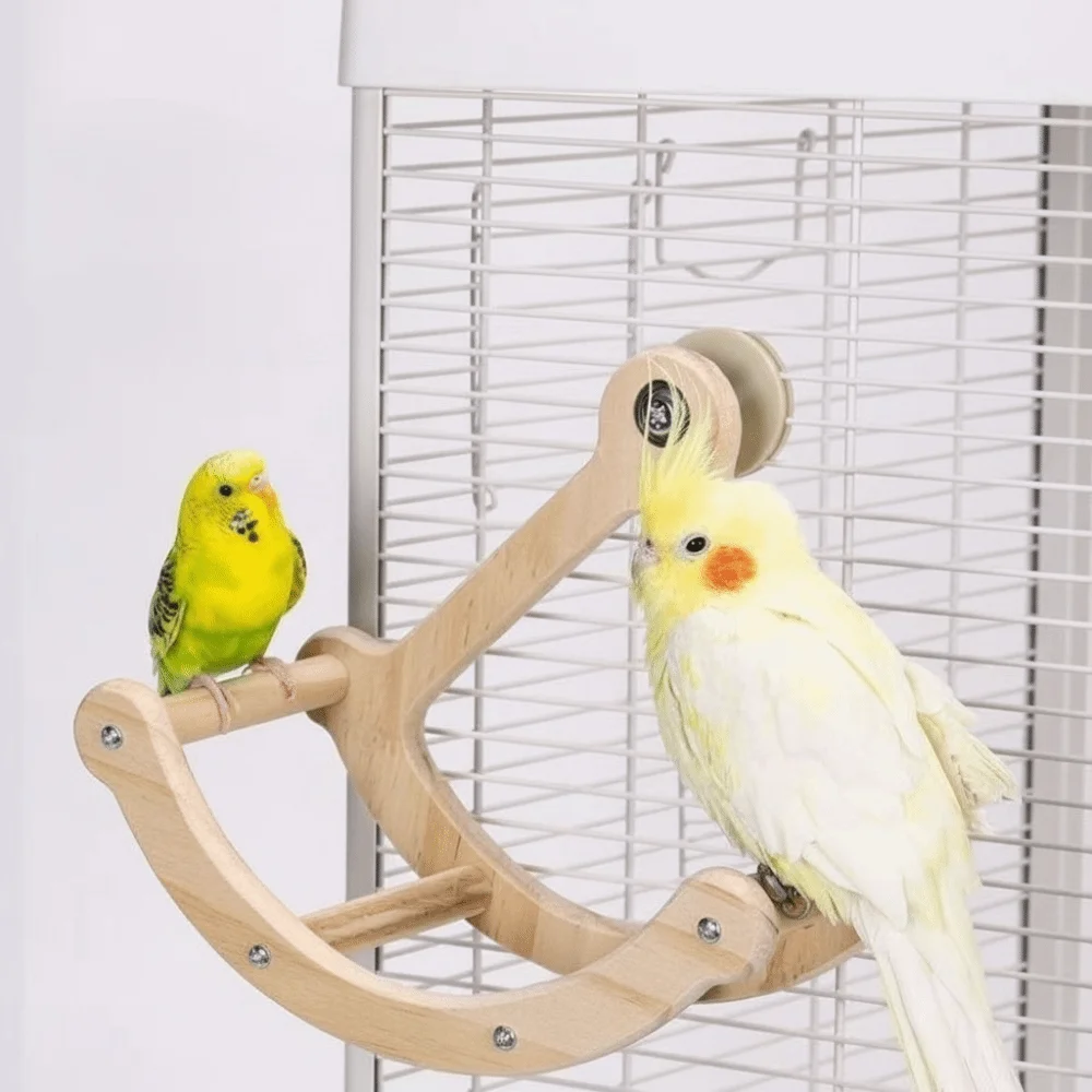 Bird Perch Wooden Swing Hanging Durable Parrot Stand Wheel Bite Resistant Rocking Entertainment 1005011583319197