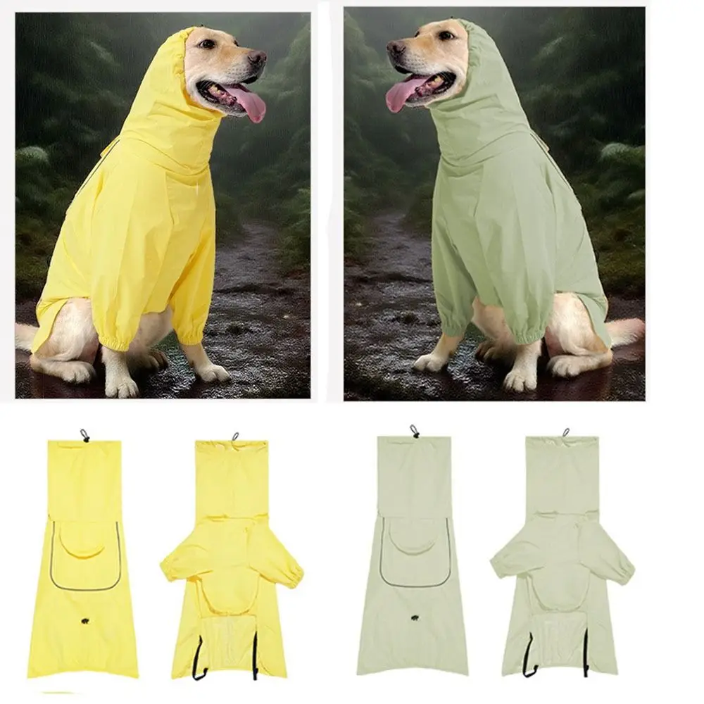 Reflective Dog Raincoat Stripe Waterproof Rain Jacket High Collar with Leash Hole Hooded 1005011583548813