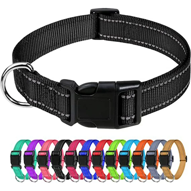 Reflective Pet Collar Adjustable Nylon Collar for Dogs Cats Anti Slip Anti Choke Pet Walking Collar 1005011606358459