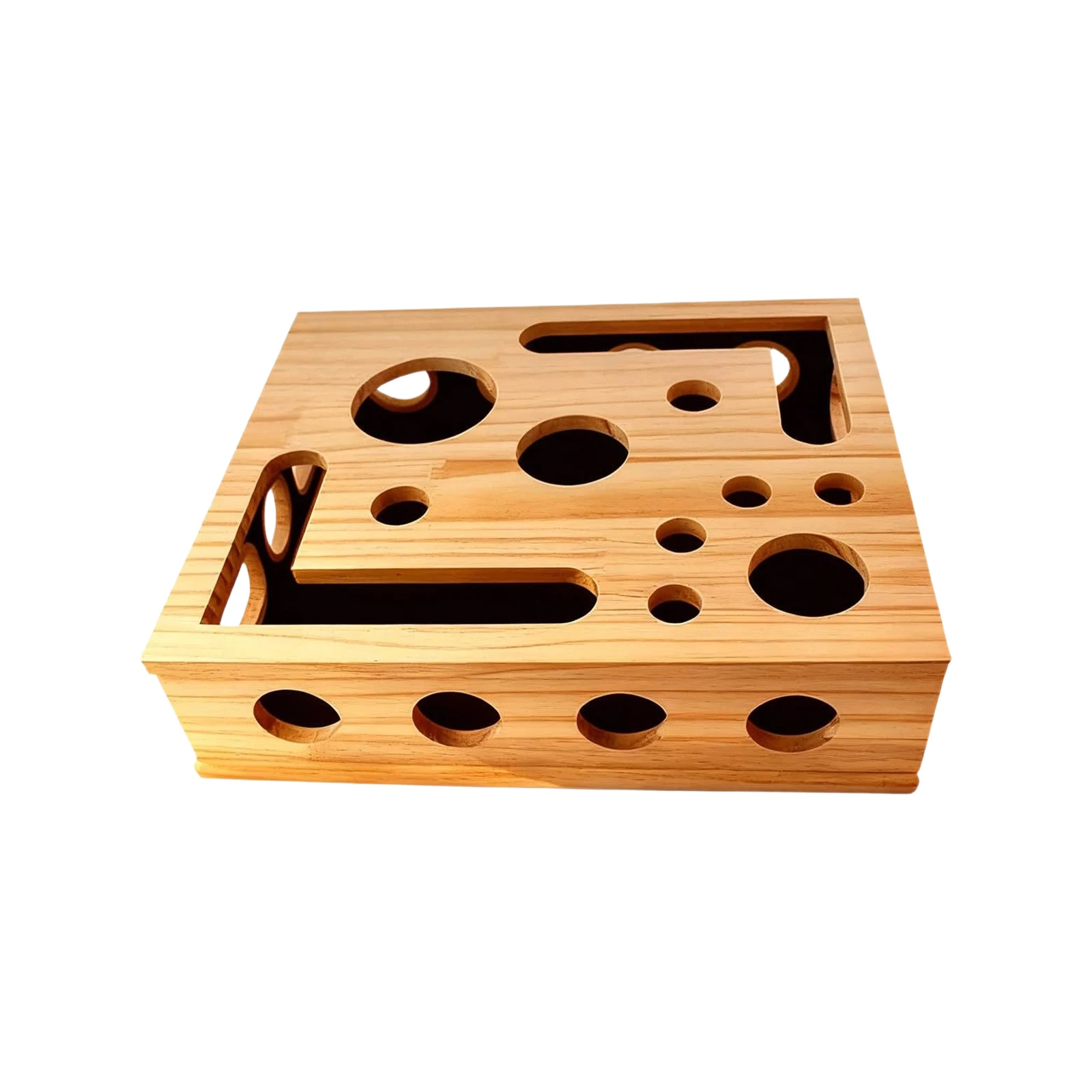 Interactive Frosted Wooden Cat Maze Toy Pet Treat Dispenser Puzzle Box Cat Enrichment Plaything 1005011612120162