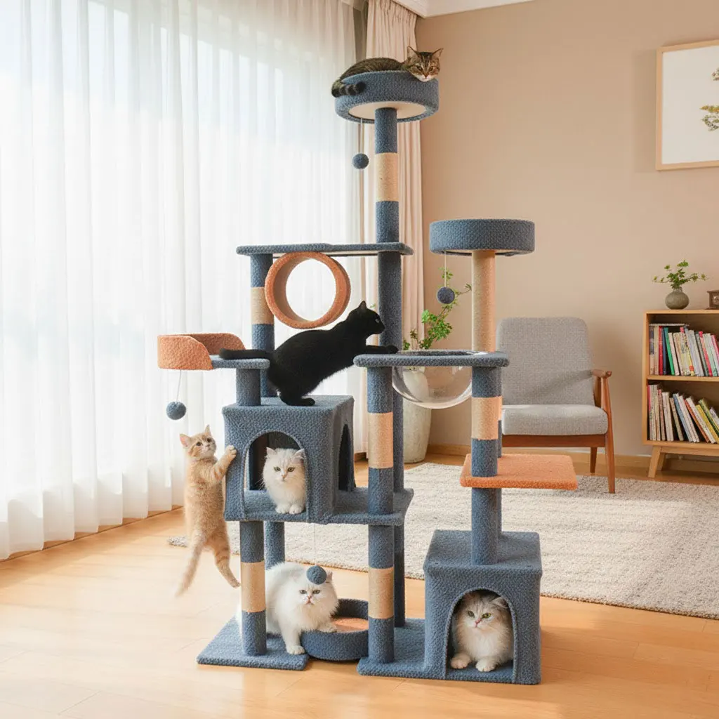 Indoor Cat Climbing Frame Multi-Level with Scratching Posts Spacious Cat Bed Viewing Platform Top 1005011638661170