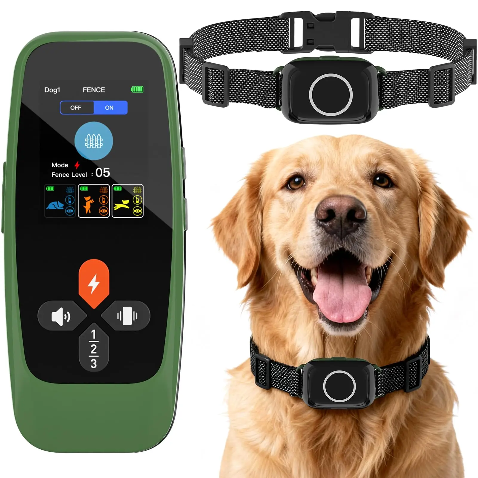 Wireless Dog Fence System, Electric Fence for Dogs 4-In-1 Dog Training Collar with Remote 1005011642490214