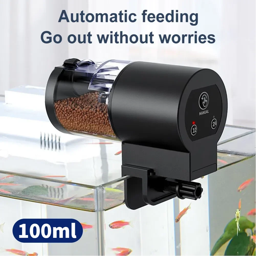 Automatic Fish Feeder with Timer IP66 Waterproof Auto Fish Tank Feeder 100ml Capacity Food 1005011644906402