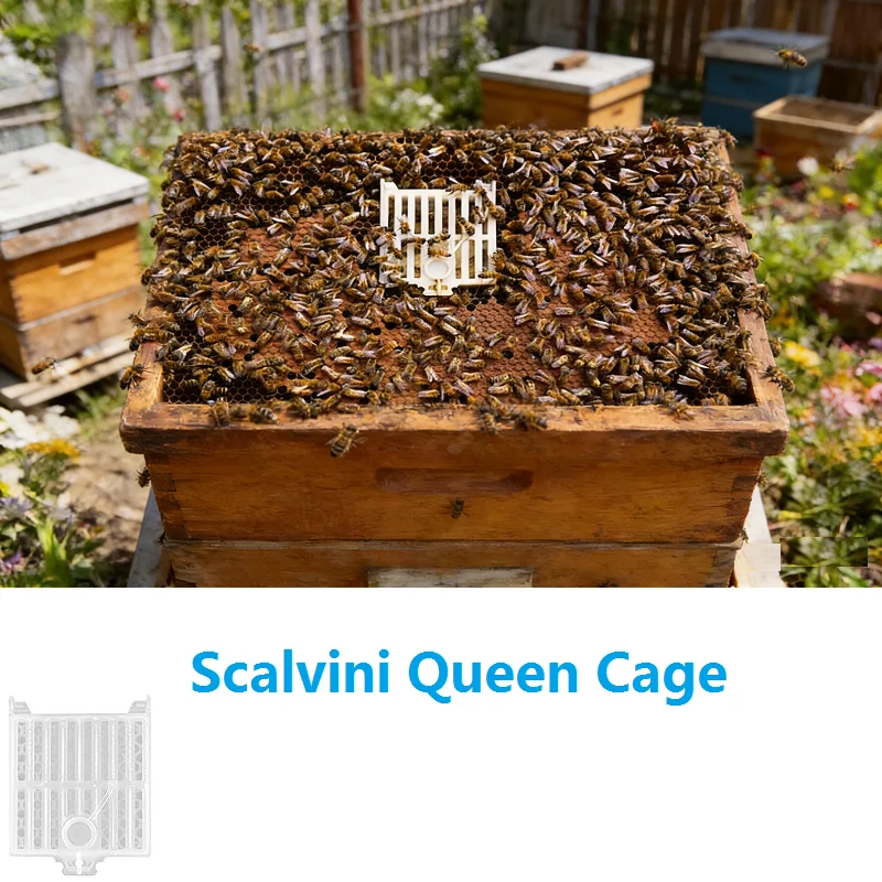 Scalvini Queen Cage Queen Bee Transport Cages Bee Post Cage with Comb Fundation Sheet 1005011652900270