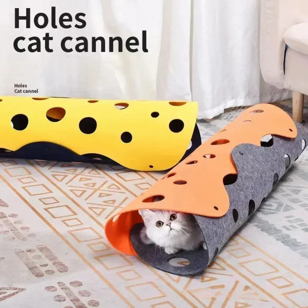 Cat Play Tunnel Bed, Foldable Pet Tunnel Tube Bed with Holes DIY Play Mat Activity Rug (1PC) 1005011692121318
