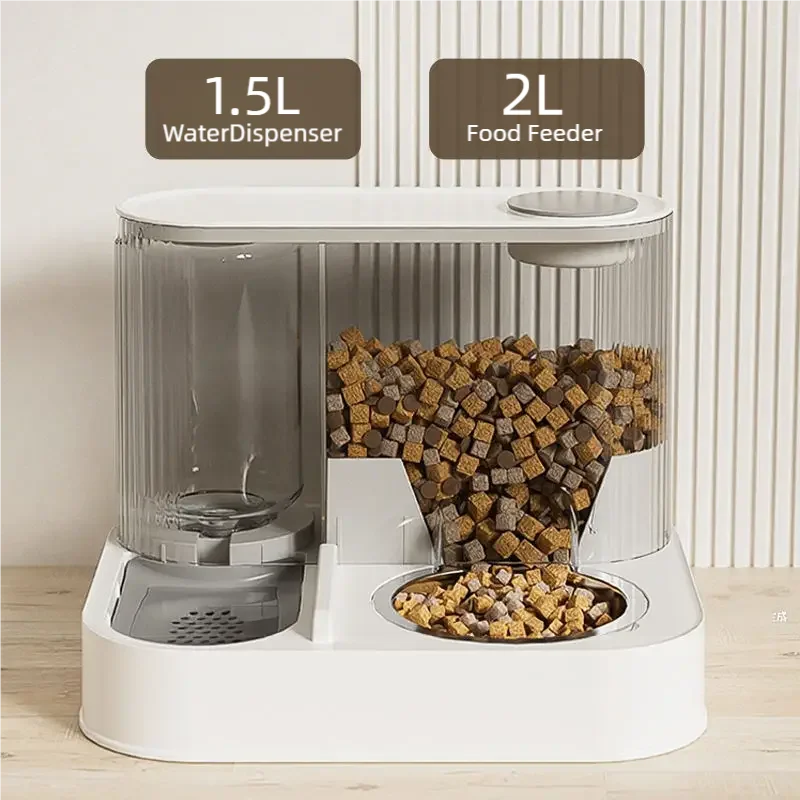 Stainless Steel Automatic Pet Feeder and Water Dispenser Double Bowl Anti Leakage Food Water (2 in 1) 1005011705216172