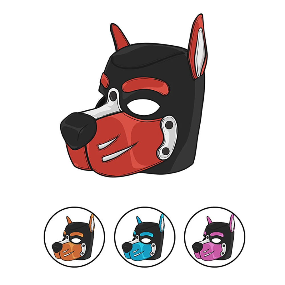 Multicolor Neoprene Puppy Face Muzzle Dog Removable Full Head Hood Mask with Ears 1005011709732612