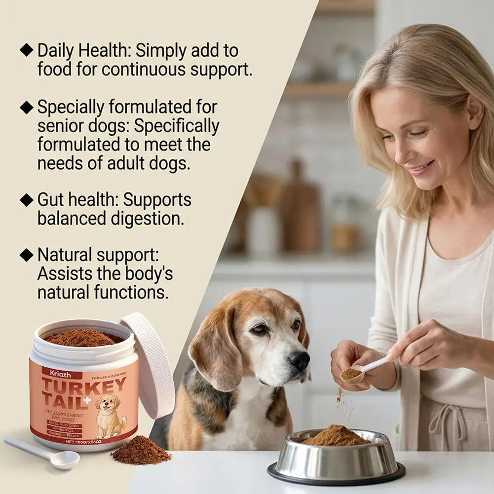 Dog Immune Support Supplement Turkey Tail Mushroom Powder with Probiotics Bacon Flavor for Gut 1005011712161699