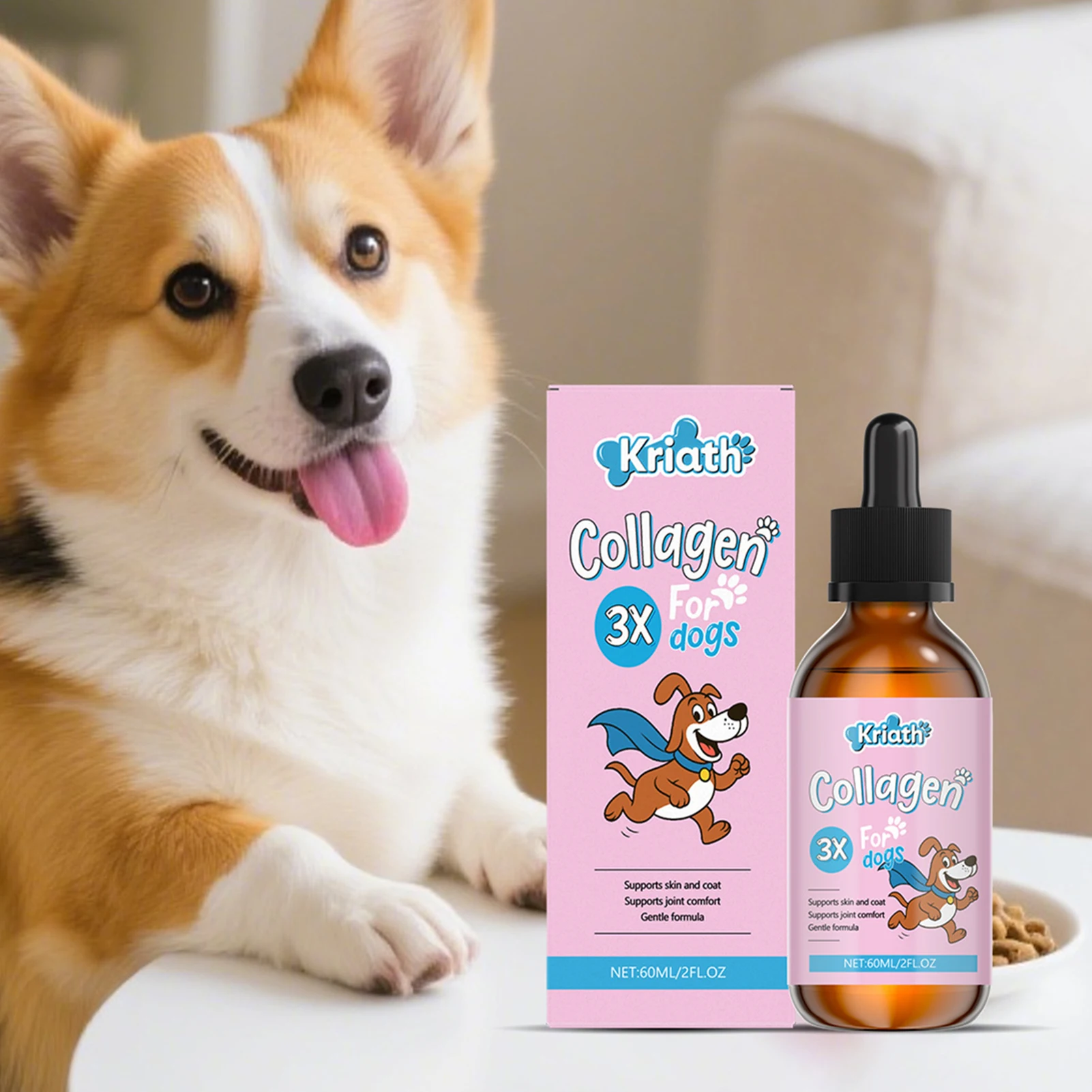 Liquid Collagen Supplement Drops for Dog Hip Joint Support Skin Coat Health Itch Relief in One (3pcs) 1005011712619734