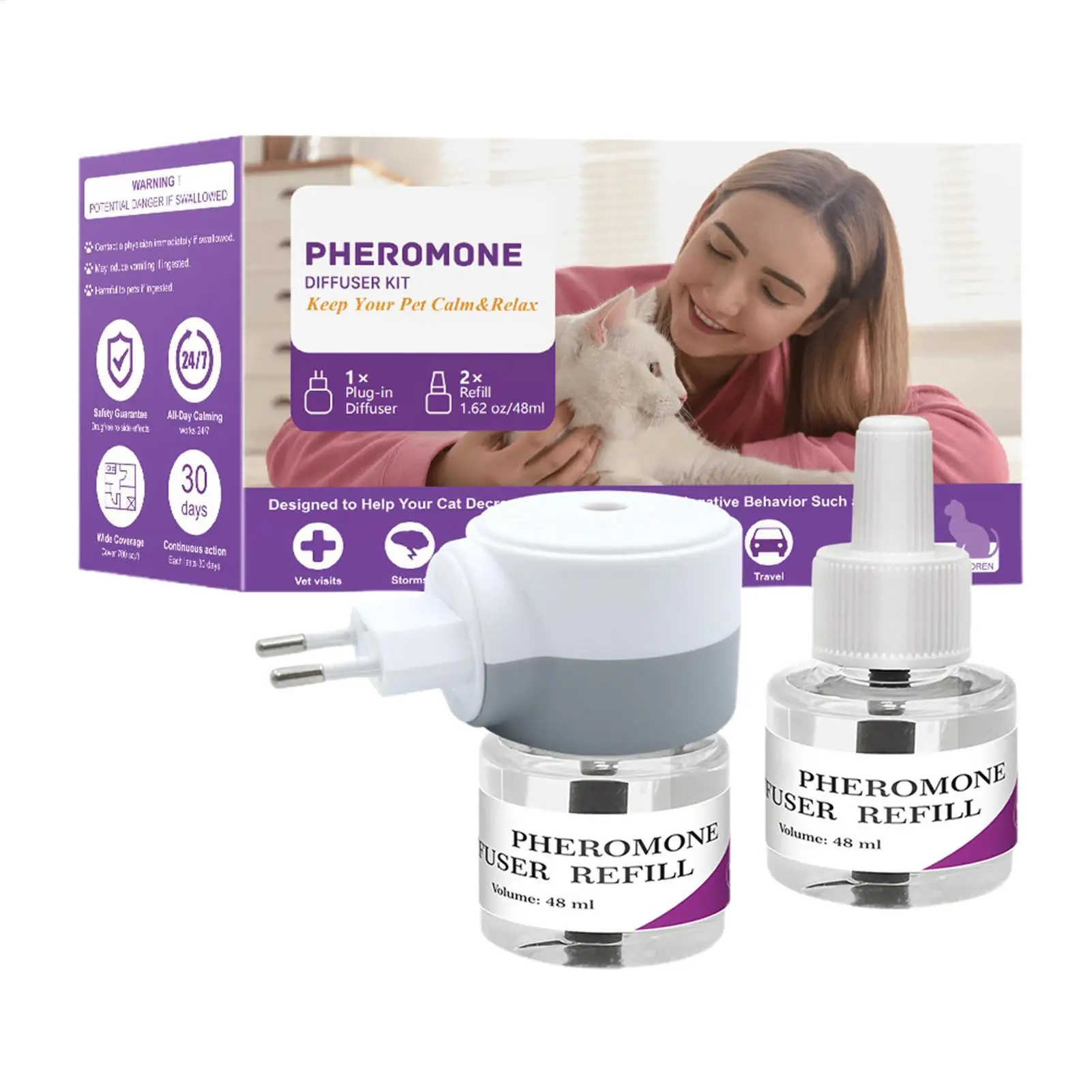 Cat Pheromone Diffuser Safe Cat Calming Diffuser Ease Stress Quiet Sleep Comfort Supplies Plug 1005011714956052