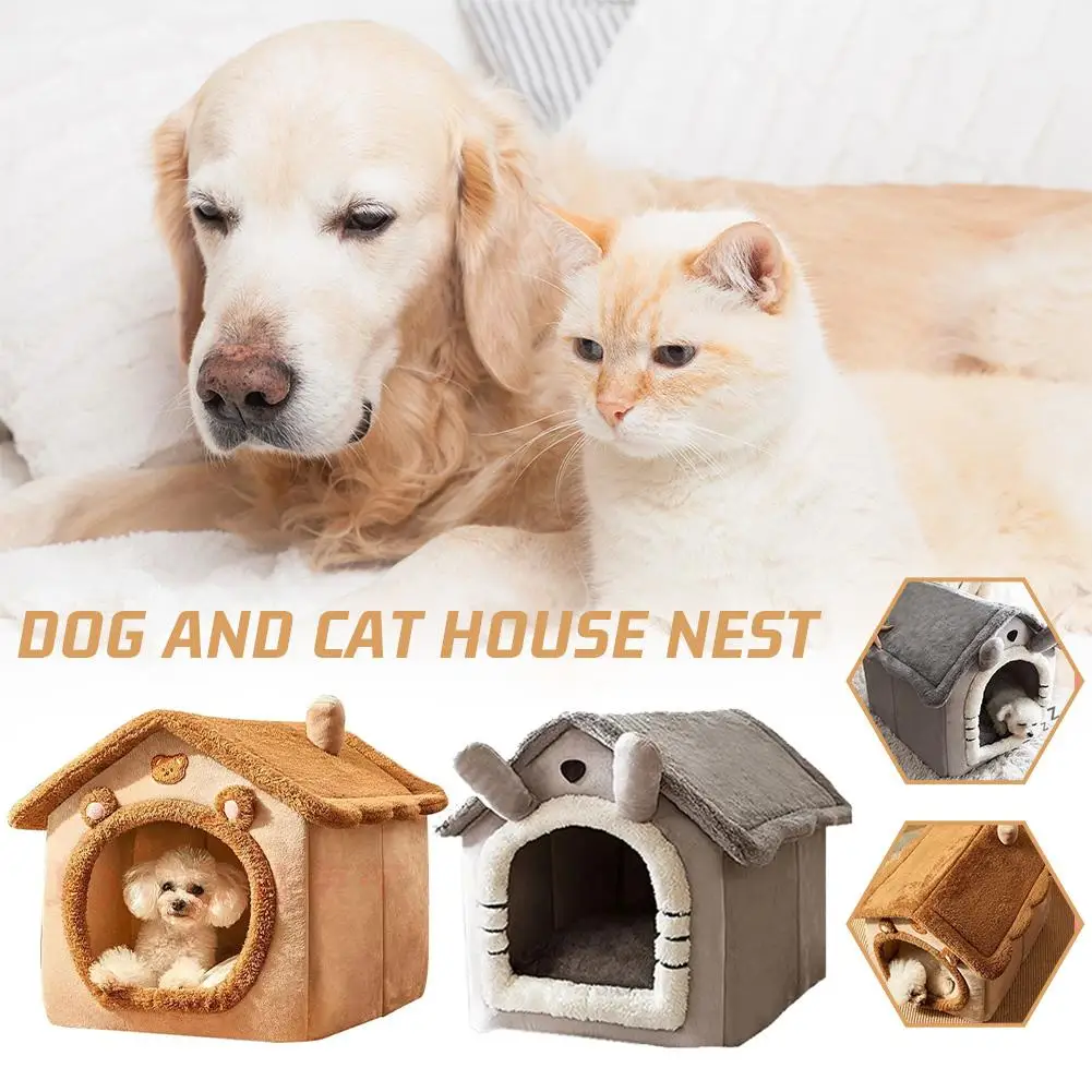 Season Universal Pet Bed House, Removable & Washable Plush Warm Dog Cat Cave 1005011721998401