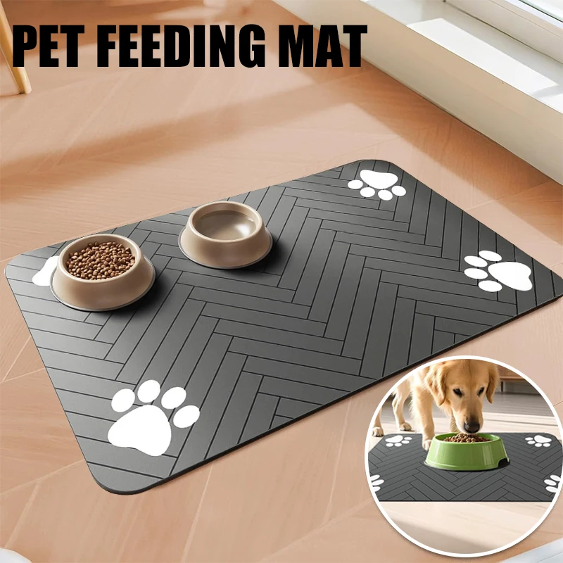 Pet Feeding Mat for Food and Water Bowl Absorbent Quick Dry Pet Placemat with Rubber Backing 1005011747228771