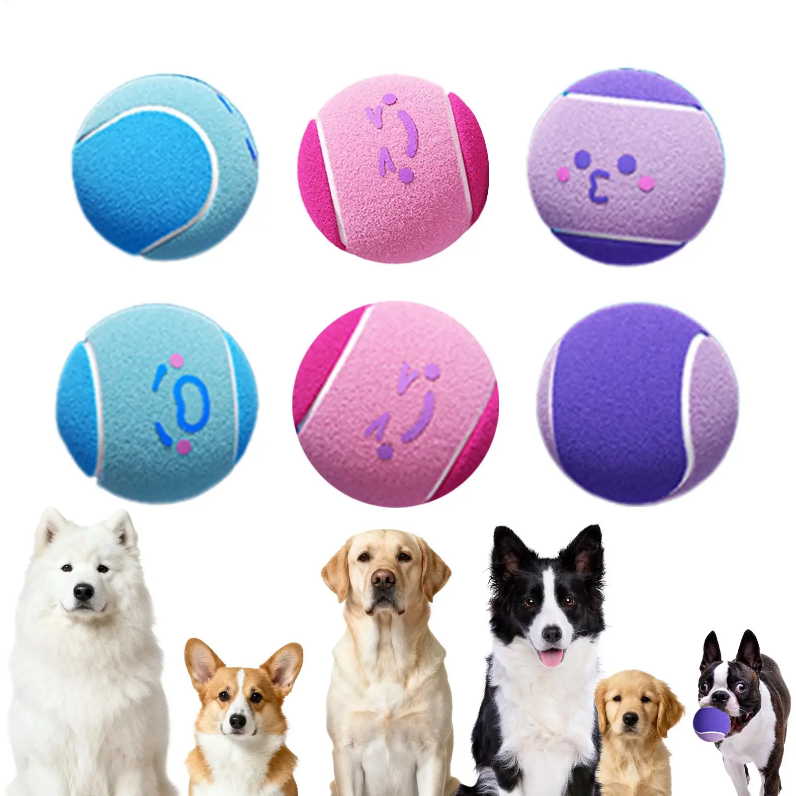 Tennis Balls for Dogs 6 Pieces Small Pet Exercise Fetch Toys Squeaky Dog Puppy Playful Outdoor 1005011749801015