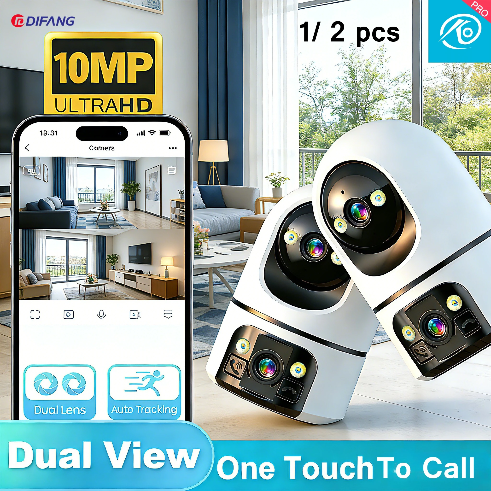 O-Kam Wifi Baby Monitor Dual Screen One Touch to Call Two Way Audio Home Security Protection CCTV 1005011758188546