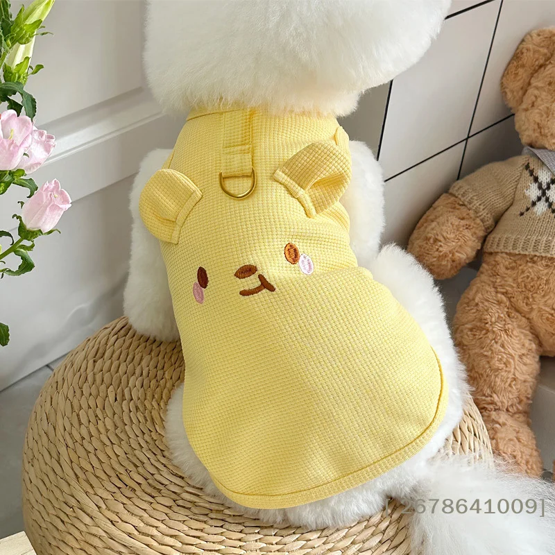 Cute Bear Embroidered Dog Vest - Waffle Knit Pet Harness with D-Ring 1005011763458591