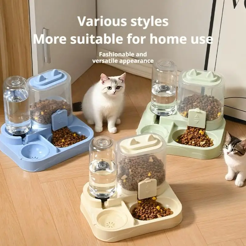 Pet Feeder Dual Food Bowl All-In-One Automatic Water Dispenser Large Capacity Storage Supplies 1005011764369516