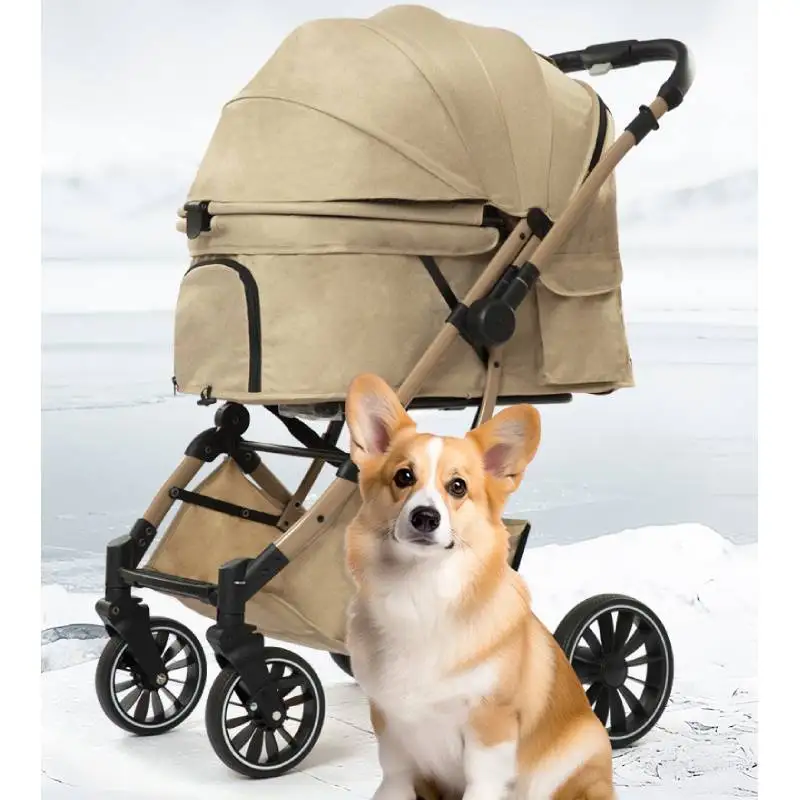 One-Click Folding Pet Stroller Portable Carrier for Dogs Cats Lightweight Breathable 1005011797370809