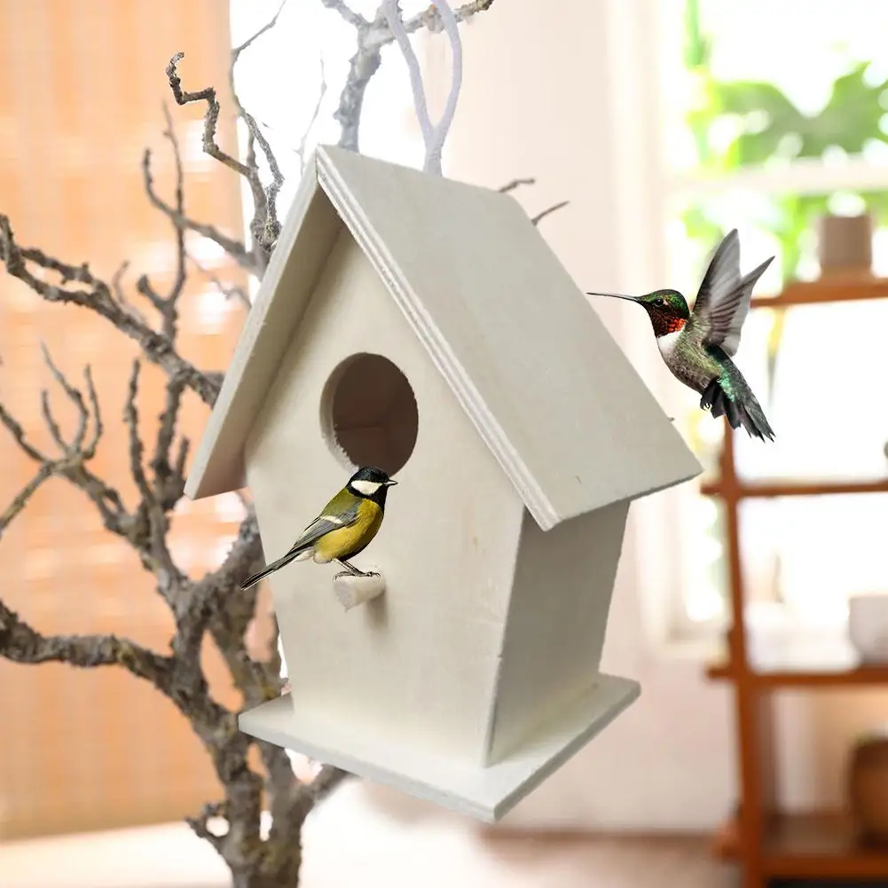 Creative Wooden Bird's Nest Wooden Mini Bird Cage Outdoor Hanging Birdhouse Box Diy Types 1005011797510280