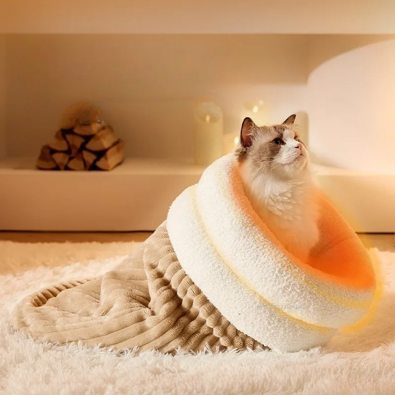 Winter Warm Cat Sleeping Bag Soft Plush Cat Bed Cave for Cats Kittens Cozy Sack Cat Nest Pet Bed 1005011829363181