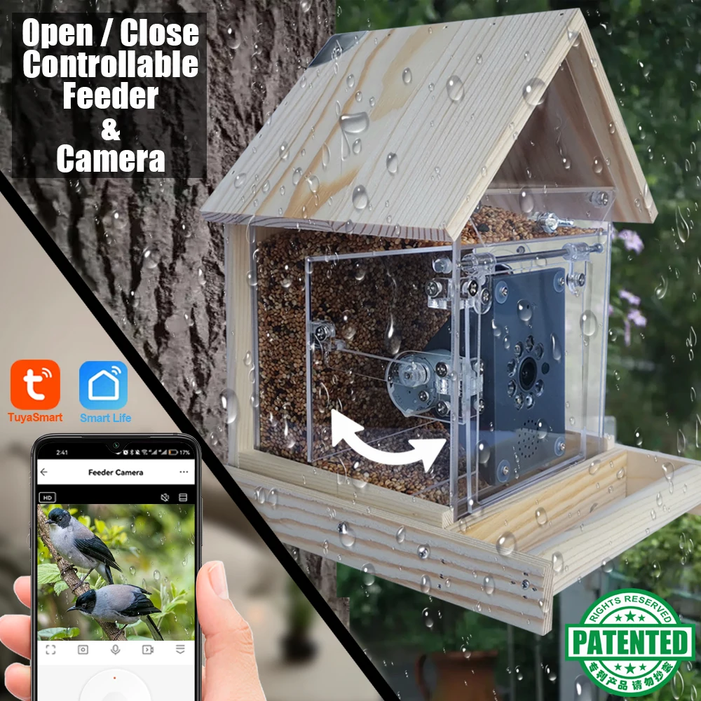 Tuya Bird Feeder Camera Pet Feeder Smart Control APP Night Vision Smart Life Wooden DIY Gift 1005011831252893