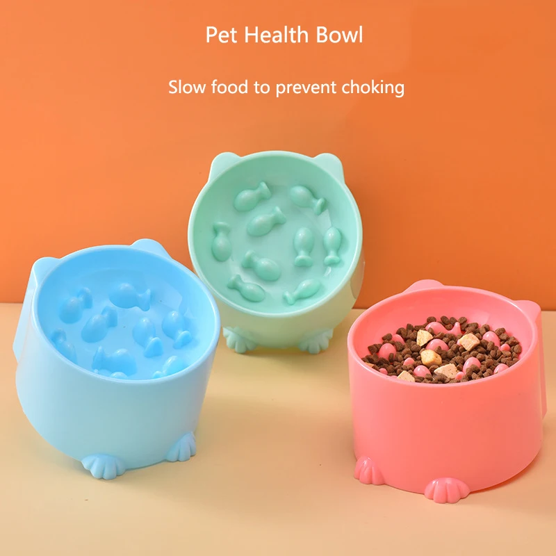 Pet High Foot Anti Choking Bowl Cat Basin Neck Protection Cat Food Bowl Rice Bow Slow Food Anti 1005011834204171
